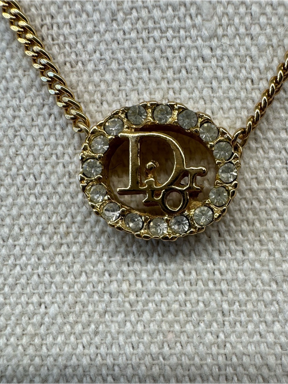 Dior Crystal Logo Necklace